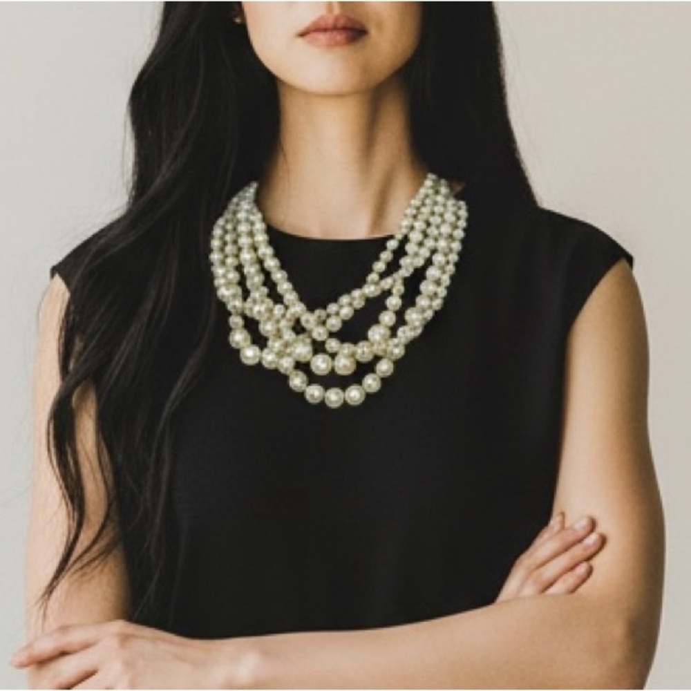 J. CREW Twisted Multistrand Pearl Hammock Necklace
